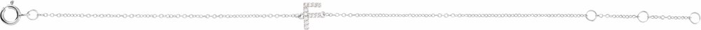 14K White Gold .05 CTW Natural Diamond Initial F 6-7" Bracelet