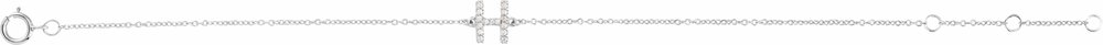 14K White Gold .06 CTW Natural Diamond Initial H 6-7" Bracelet