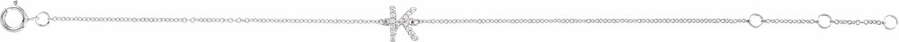 14K White Gold .05 CTW Natural Diamond Initial K 6-7" Bracelet