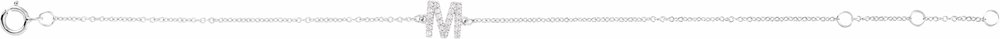 14K White .07 CTW Natural Diamond Initial M 6-7" Bracelet