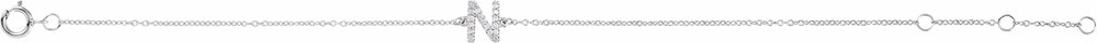 14K White Gold .06 CTW Natural Diamond Initial N 6-7" Bracelet