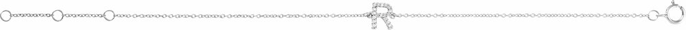 14K White .06 CTW Natural Diamond Initial R 6-7" Bracelet