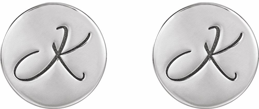 14K White Gold 10 mm Engravable Disc Earrings