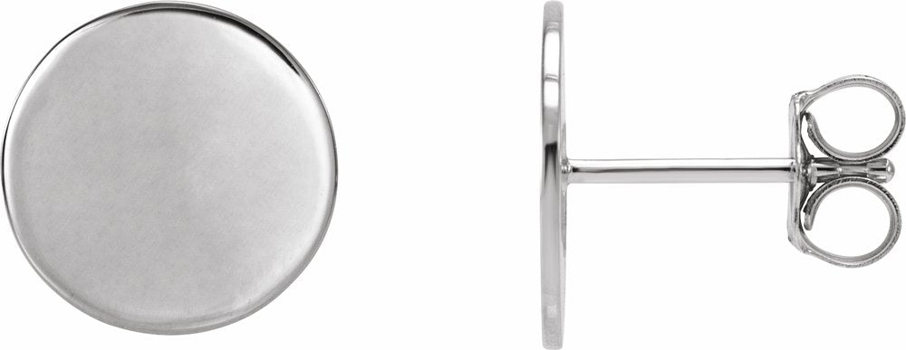14K White Gold 10 mm Engravable Disc Earrings