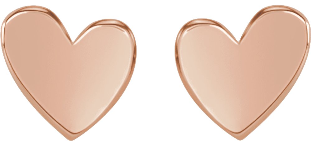 14K Rose Gold 6 mm Asymmetrical Heart Earrings