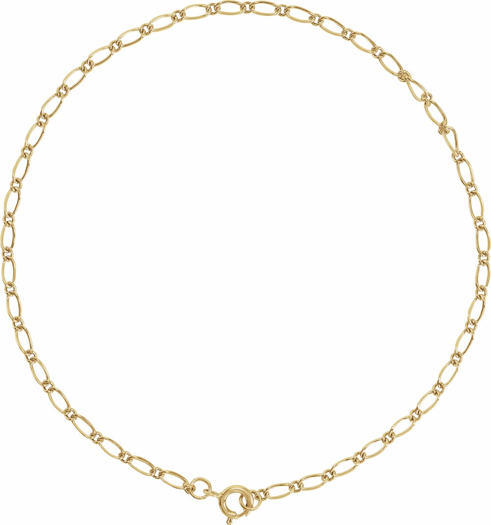 14K Yellow Gold 1.5 mm Figaro 7" Chain