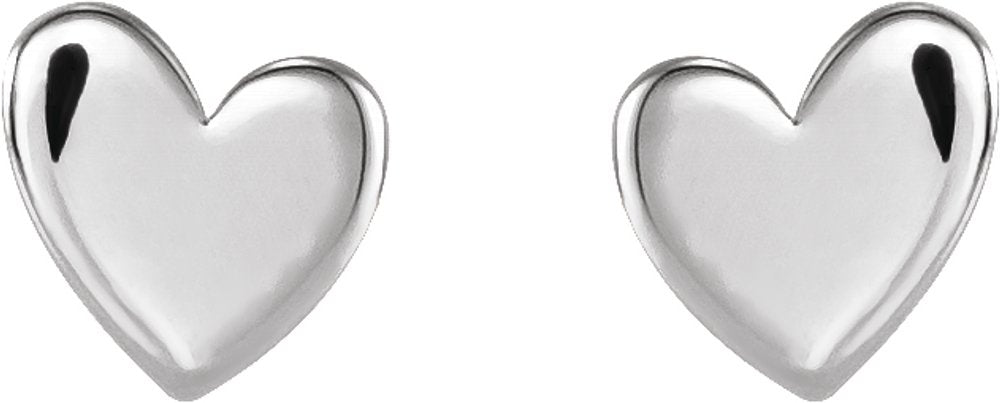 14K White 4 mm Asymmetrical Heart Earrings