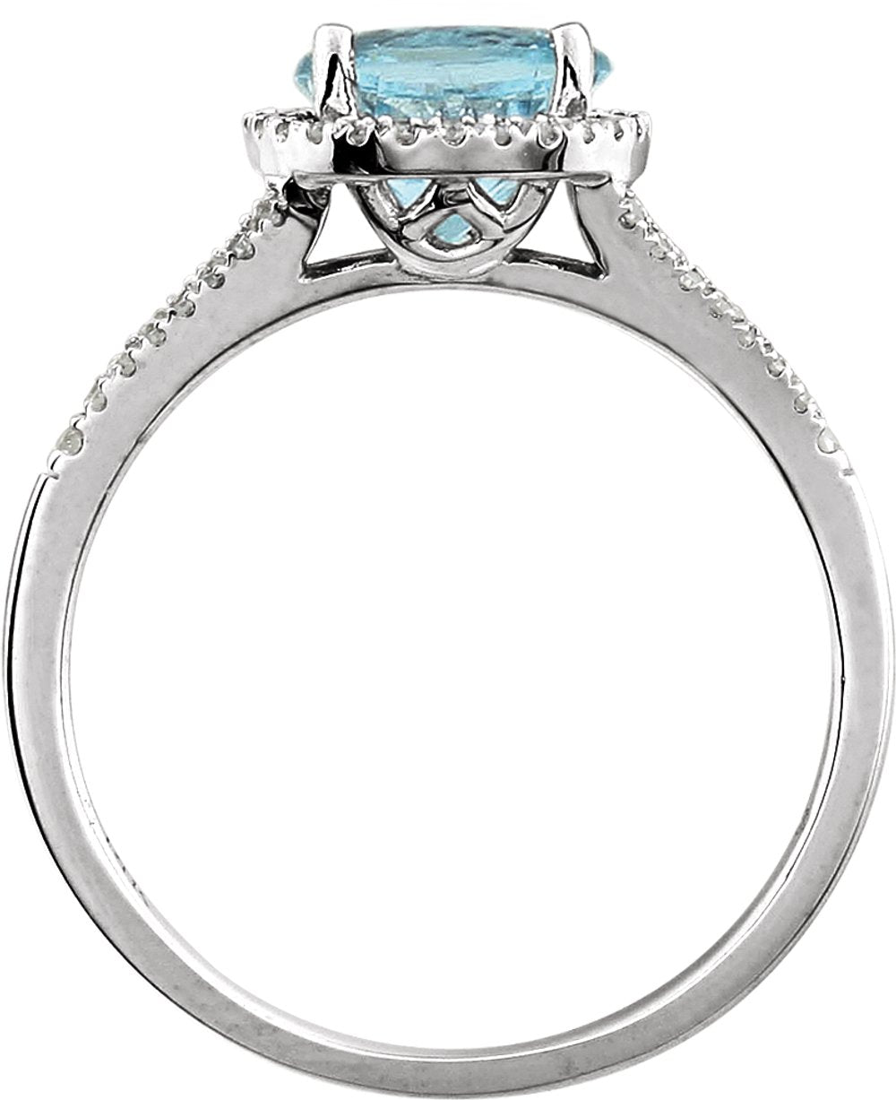 14K White Gold Natural Sky Blue Topaz & 1/6 CTW Natural Diamond Ring