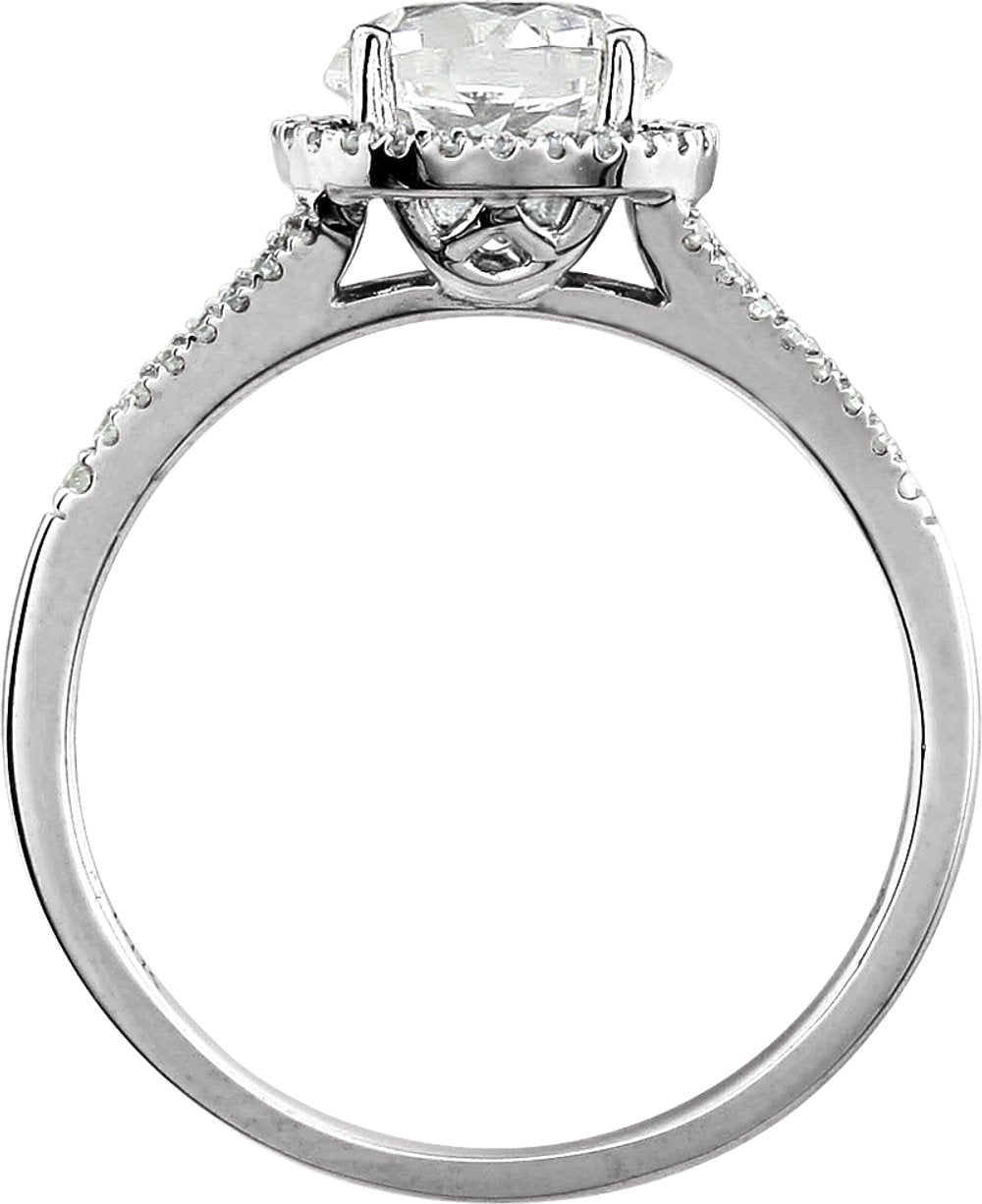 14K White Gold Lab-Grown White Sapphire & 1/6 CTW Natural Diamond Ring
