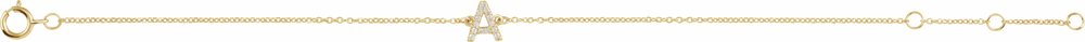 14K Yellow Gold 1/10 CTW Natural Diamond Initial A 6-7" Bracelet