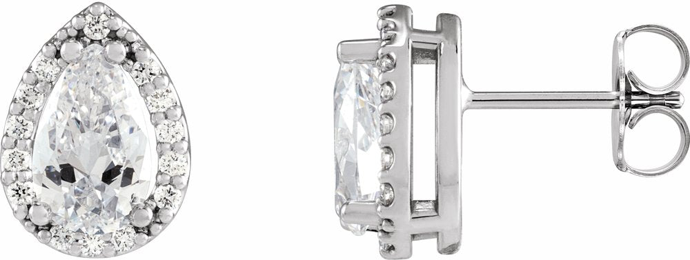 14K White Gold 4x2.5 mm Pear 1/4 CTW Natural Diamond Halo-Style Earrings