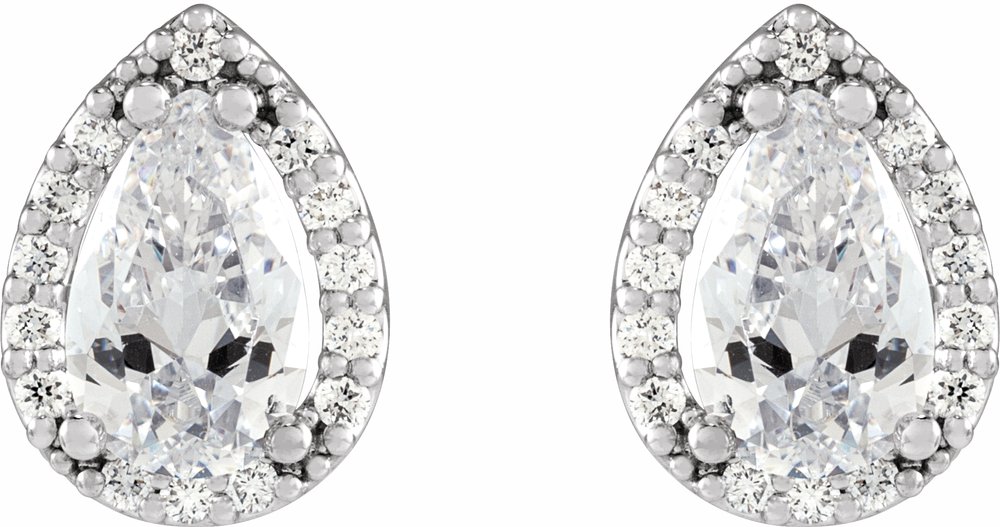 14K White Gold 4x2.5 mm Pear 1/4 CTW Natural Diamond Halo-Style Earrings