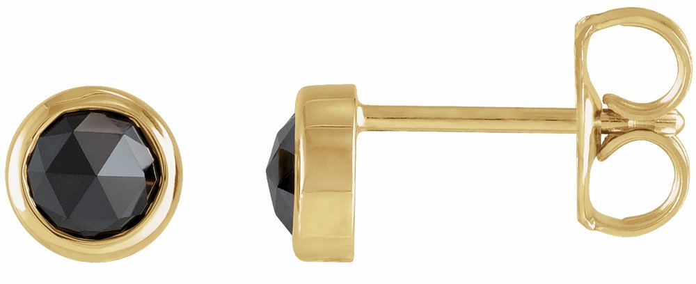 14K Yellow Gold 1/2 CTW Rose-Cut Natural Black Diamond Bezel-Set Earrings