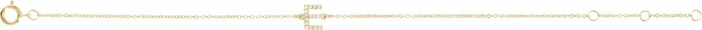 14K Yellow .06 CTW Natural Diamond Initial E 6-7" Bracelet