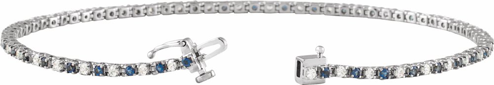 14K White Gold Natural Blue Sapphire & 5/8 CTW Natural Diamond Line 7 1/4" Bracelet