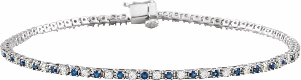 14K White Gold Natural Blue Sapphire & 5/8 CTW Natural Diamond Line 7 1/4" Bracelet