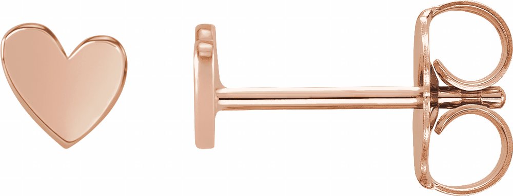 14K Rose Gold 4 mm Asymmetrical Heart Earrings
