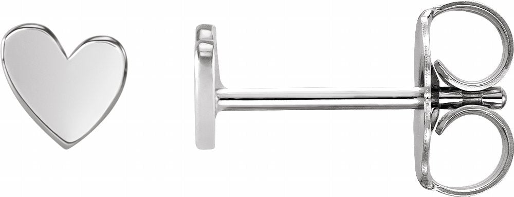 Platinum 4 mm Asymmetrical Heart Earrings