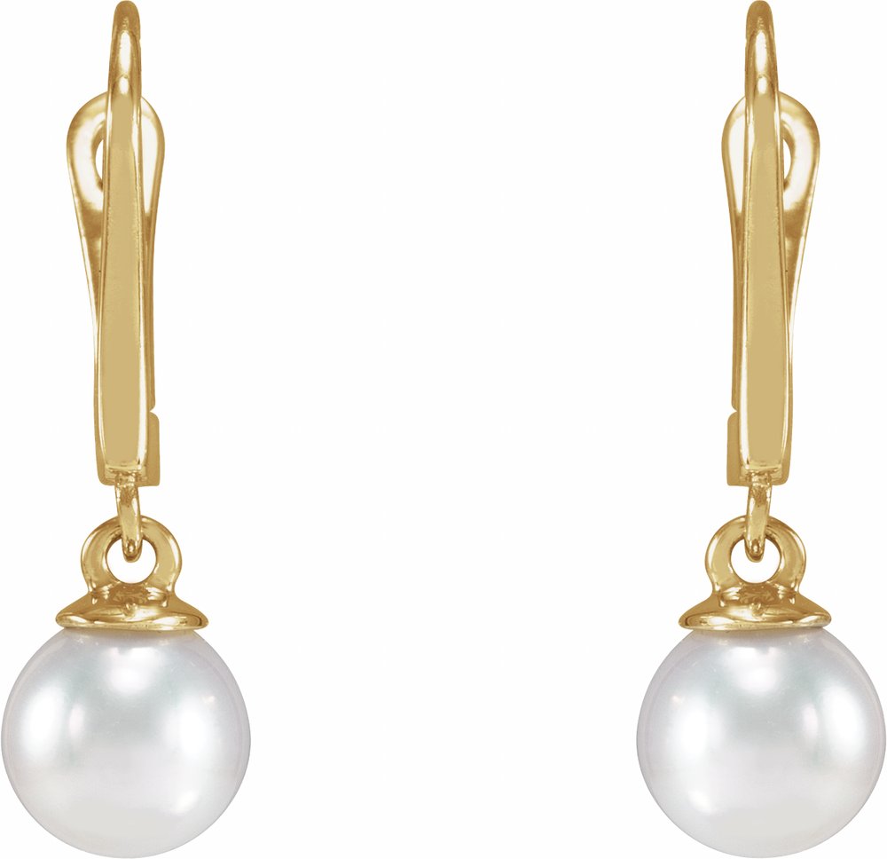14K Yellow Gold Cultured White Freshwater Pearl Earrings