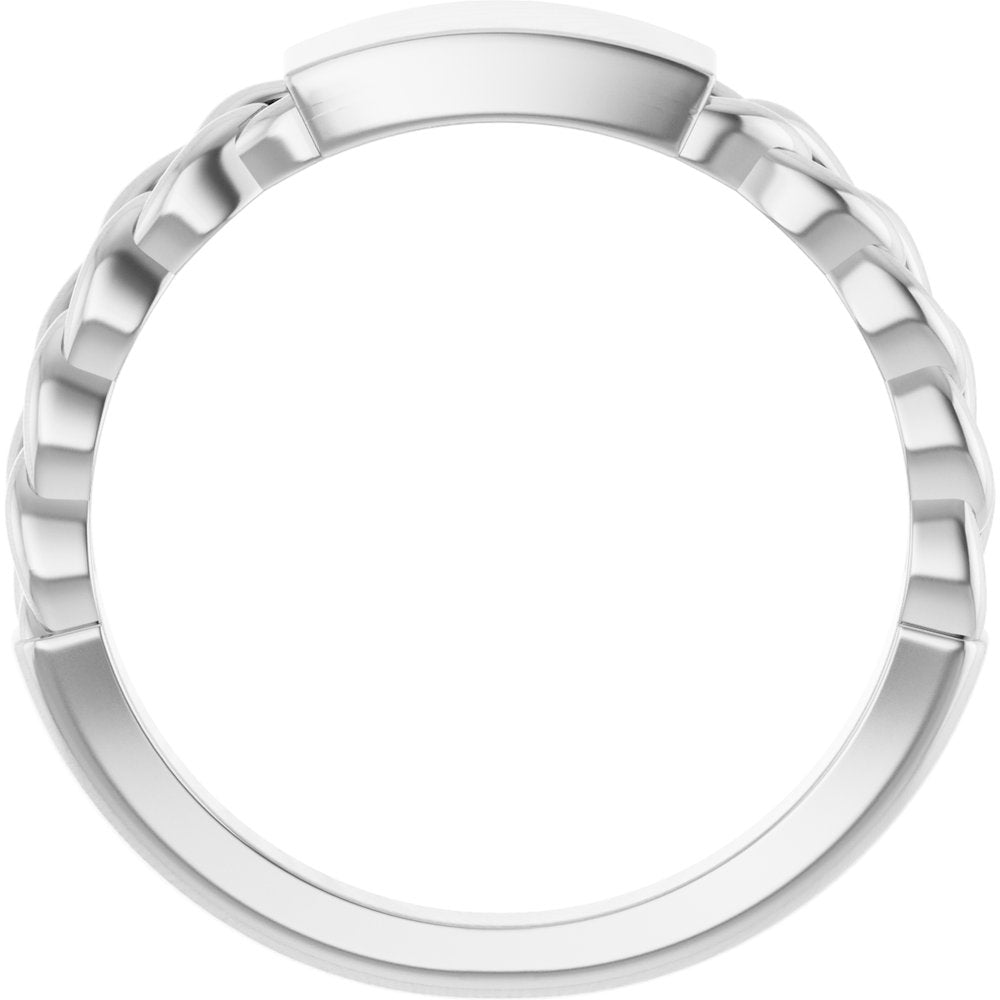 14K White Engravable Chain Link Ring