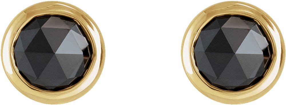 14K Yellow Gold 1/2 CTW Rose-Cut Natural Black Diamond Bezel-Set Earrings
