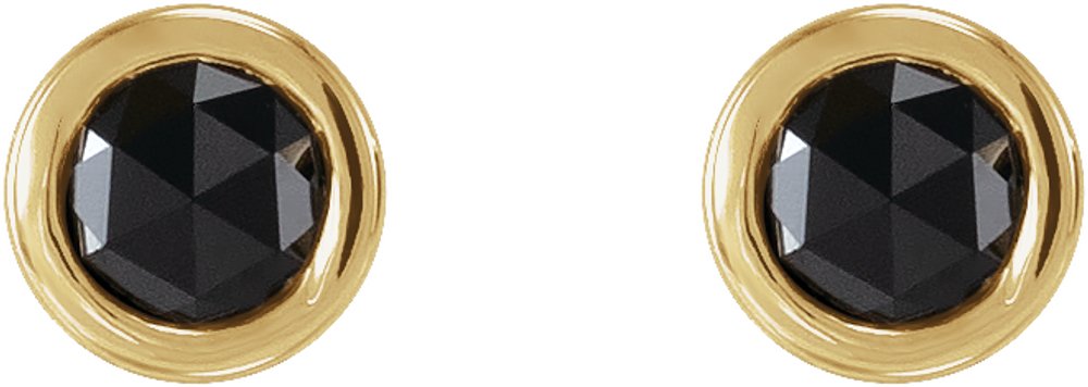 14K Yellow Gold 1/5 CTW Rose-Cut Natural Black Diamond Bezel-Set Earrings