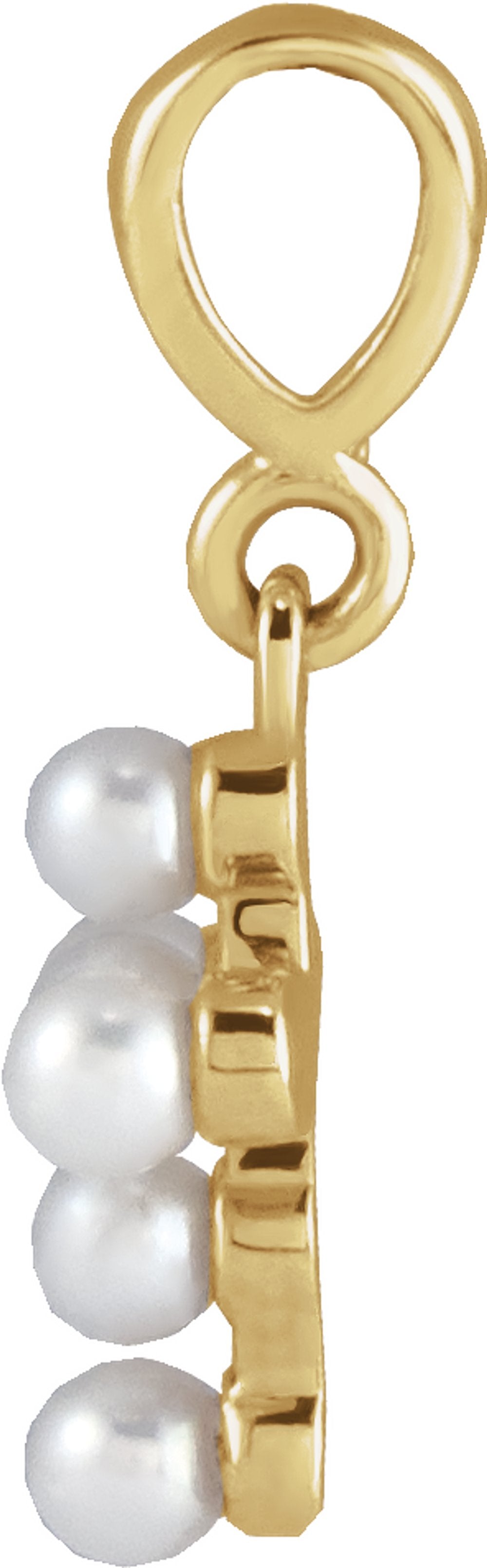 14K Yellow Gold Cultured White Seed Pearl Youth Cross Pendant