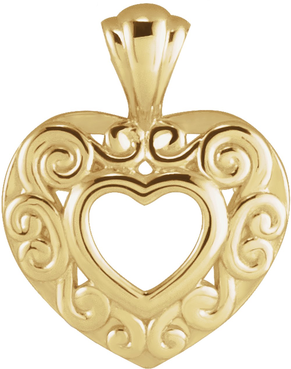 14K Yellow Gold 12.9x10.1 mm Heart Pendant