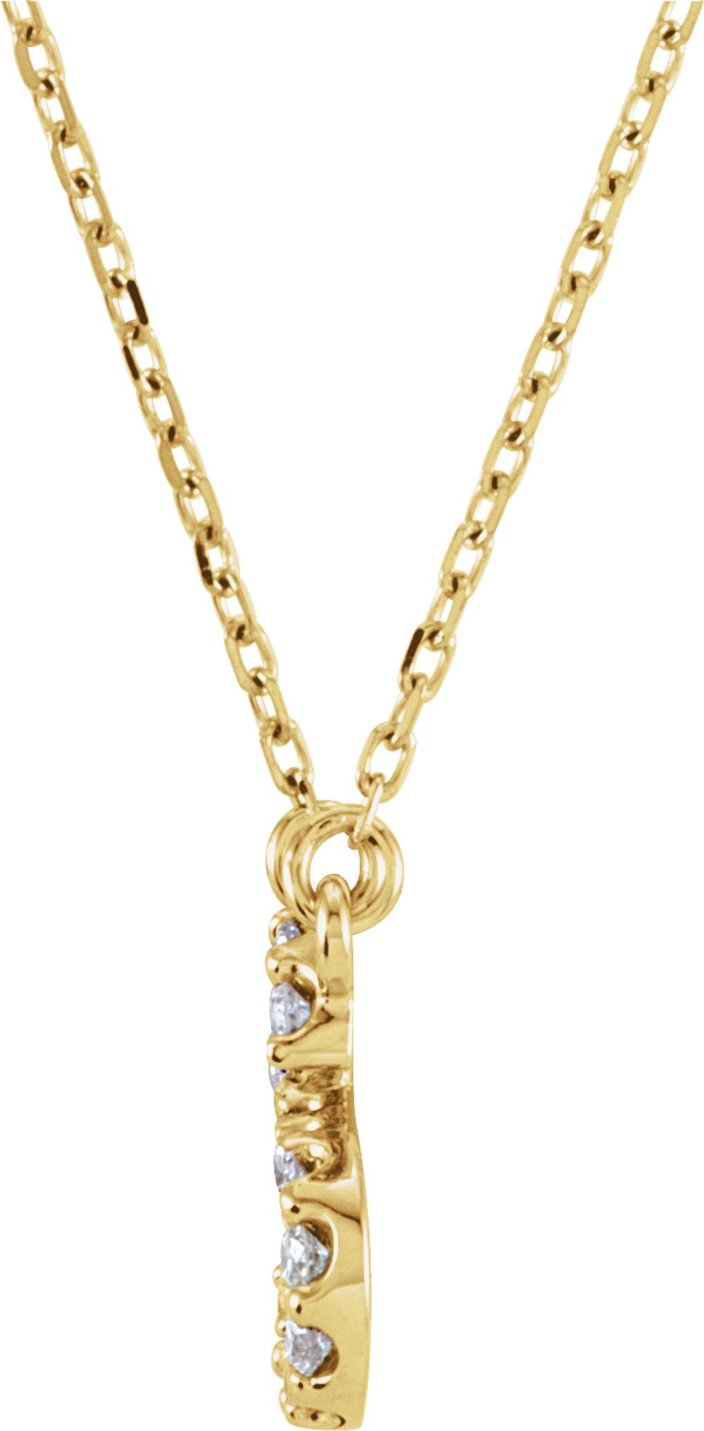 14K Yellow Gold 1/8 CTW Natural Diamond Initial F 16" Necklace