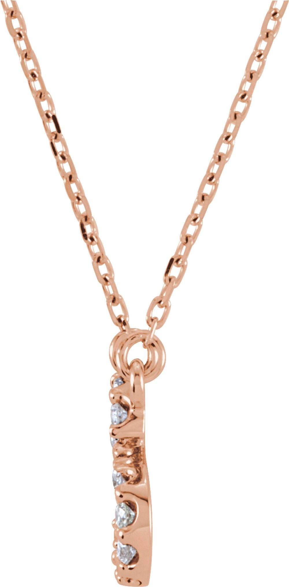 14K Rose Gold 1/8 CTW Natural Diamond Initial K 16" Necklace