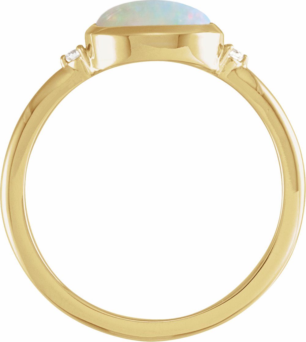 14K Yellow Gold Natural Ethiopian Opal & .03 CTW Natural Diamond Ring