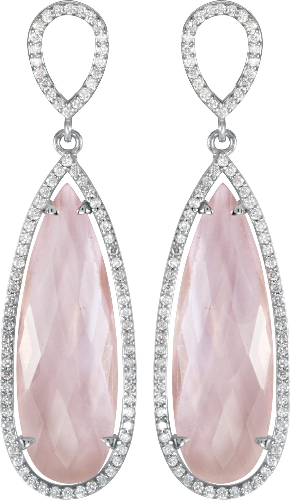 Sterling Silver Natural Rose Quartz & 5/8 CTW Natural Diamond Earrings