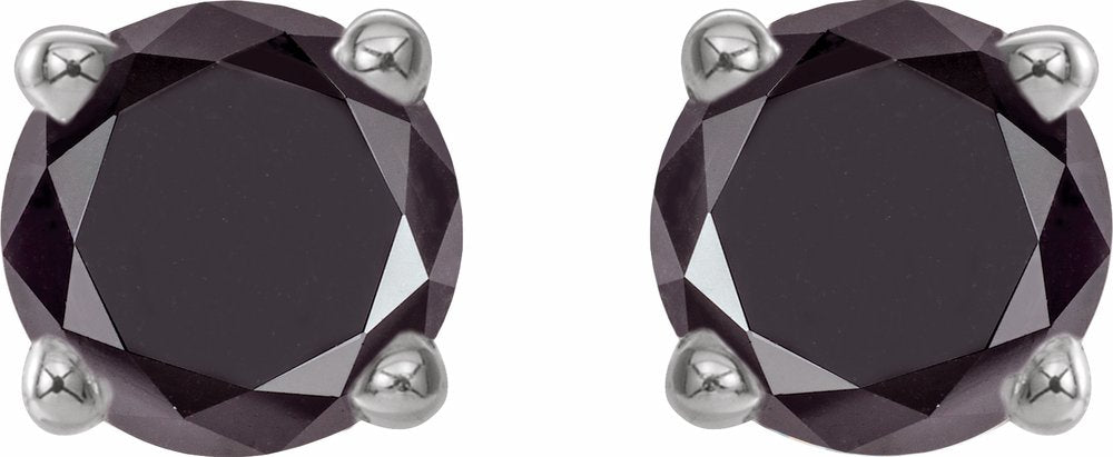 14K White Gold 1/2 CTW Natural Black Diamond Earrings