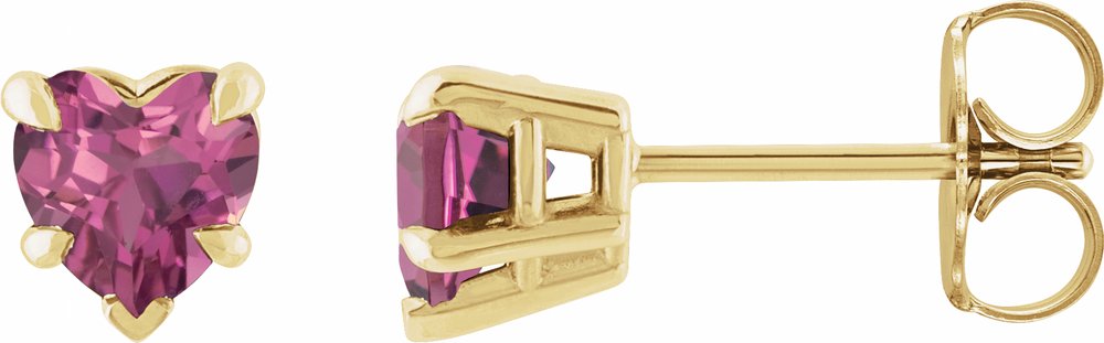14K Yellow Gold Natural Pink Tourmaline Stud Earring