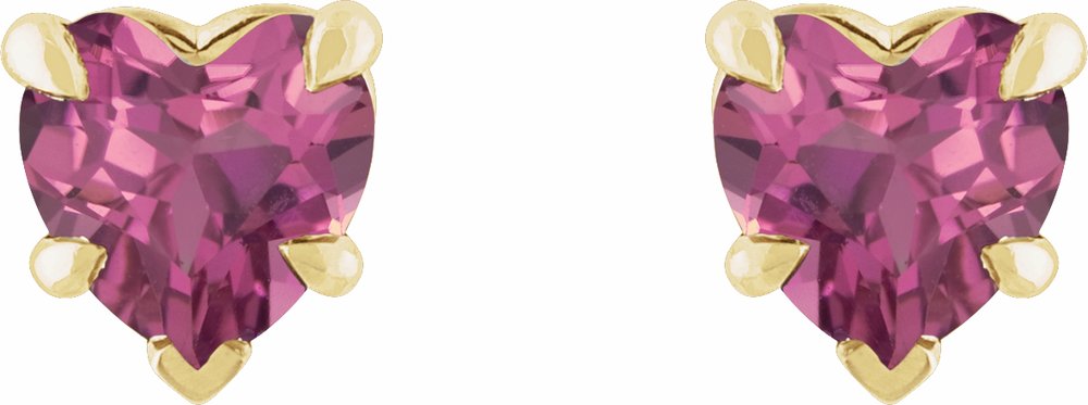 14K Yellow Natural Pink Tourmaline Stud Earring