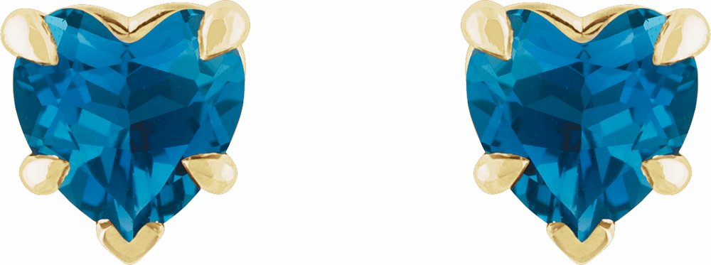 14K Yellow Natural London Blue Topaz Stud Earring