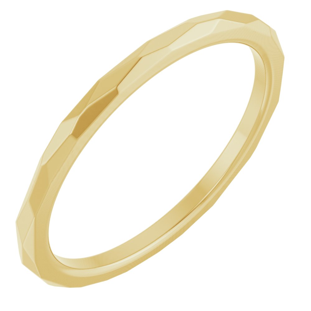 14K Yellow Gold 1.5 mm Geometric Faceted Comfort-Fit Flat Band Size 6