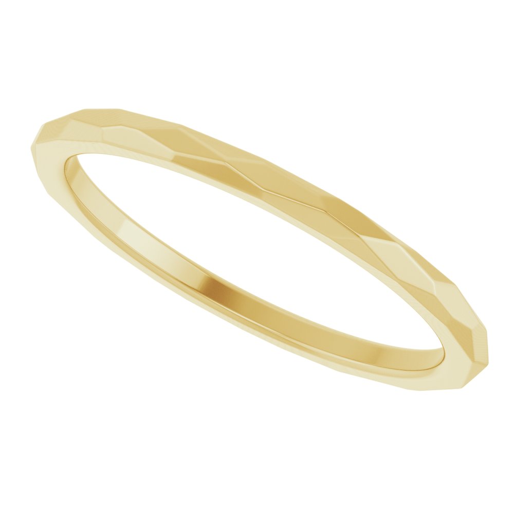 14K Yellow Gold 1.5 mm Geometric Faceted Comfort-Fit Flat Band Size 6