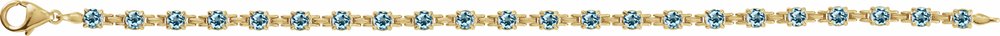 14K Yellow Gold Natural Sky Blue Topaz 7 1/4" Line Bracelet