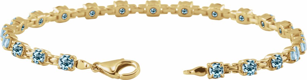 14K Yellow Gold Natural Sky Blue Topaz 7 1/4" Line Bracelet