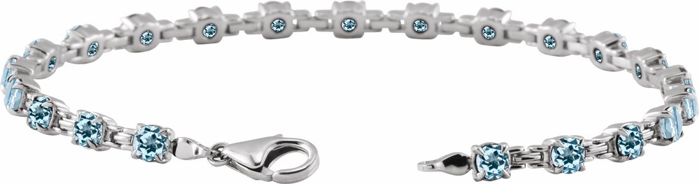 14K White Natural Sky Blue Topaz 7 1/4" Line Bracelet