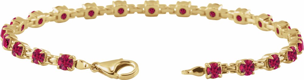 14K Yellow Gold Lab-Grown Ruby 7 1/4" Line Bracelet