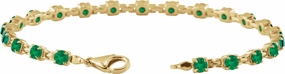 14K Yellow Gold Lab-Grown Emerald 7 1/4" Line Bracelet