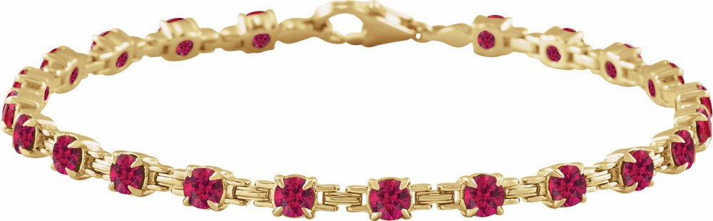 14K Yellow Gold Lab-Grown Ruby 7 1/4" Line Bracelet