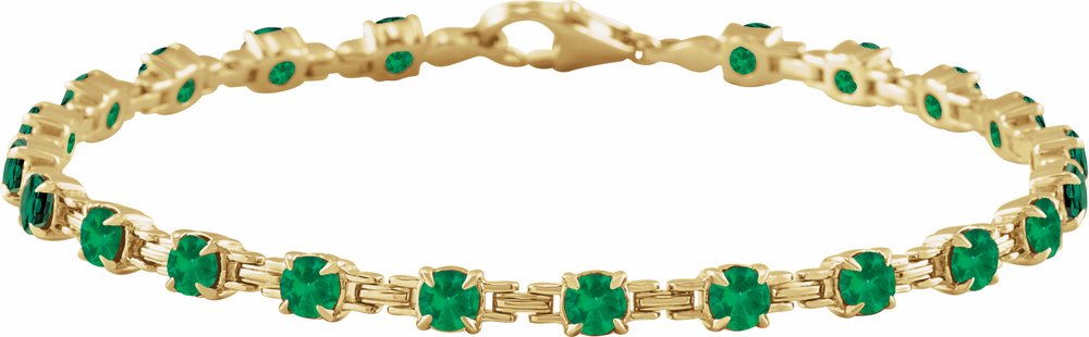 14K Yellow Gold Lab-Grown Emerald 7 1/4" Line Bracelet