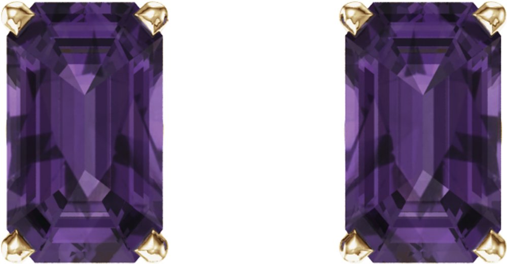 14K Yellow Gold Natural Amethyst Scroll Setting® Earrings