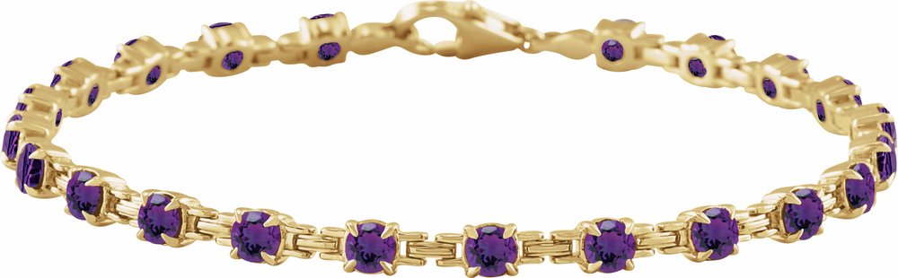 14K Yellow Gold Natural Amethyst 7 1/4" Line Bracelet
