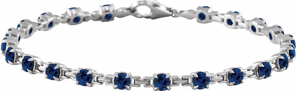 14K White Gold Lab-Grown Blue Sapphire 7 1/4" Line Bracelet