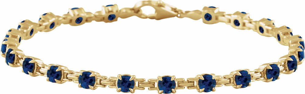 14K Yellow Gold Lab-Grown Blue Sapphire 7 1/4" Line Bracelet