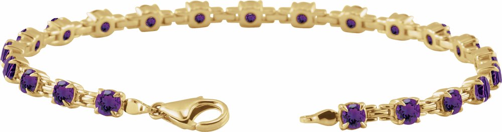 14K Yellow Gold Natural Amethyst 7 1/4" Line Bracelet